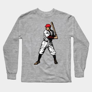 Vintage Baseball Player (Red - distressed) Long Sleeve T-Shirt